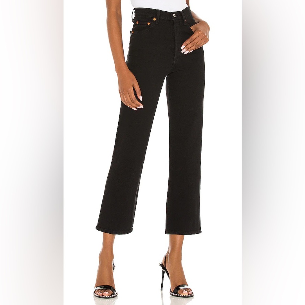 RIBCAGE STRAIGHT ANKLE JEAN in Black Sprout